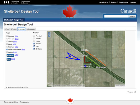 Shelterbelt design web application built using HTML5, Haxe and WET-BOEW toolkit