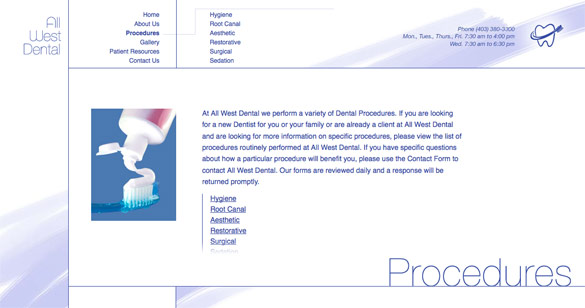 All-West Dental subpage